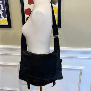 Black Leather Messenger Bag